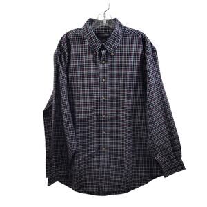 Brooks Brothers Black Plaid Button Front Shirt Size L 83123-0411